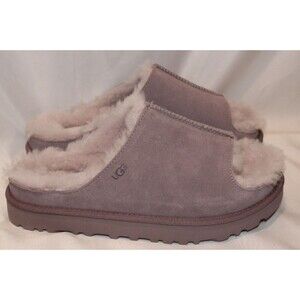UGG WOMEN'S SUEDE SHEARLING SLIP ON SLIPPERS SUGERPLUM SZ 7 NEW